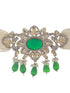 White & Green Studded Pearl Beaded Multistrand Handcrafted Choker Jewellery Set