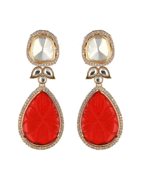 Victorian Ruby Dual Tone Uncut Polki Kundan Jewellery Set