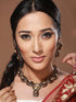Gold Toned Red KundanStudded & Beaded Jewellery Set