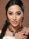 Gold Toned Red KundanStudded & Beaded Jewellery Set