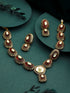 Gold Toned Red KundanStudded & Beaded Jewellery Set