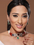 Multi Colored Victorian Dual Tone Stone Studded Jewellery Set
