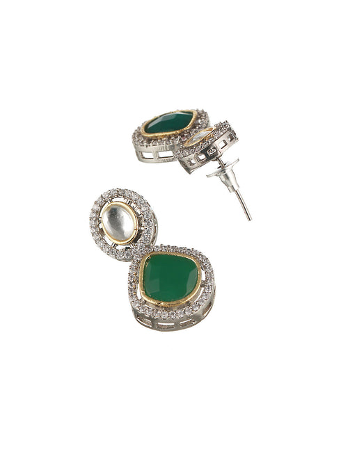 Multi Colored Victorian Dual Tone Stone Studded Jewellery Set