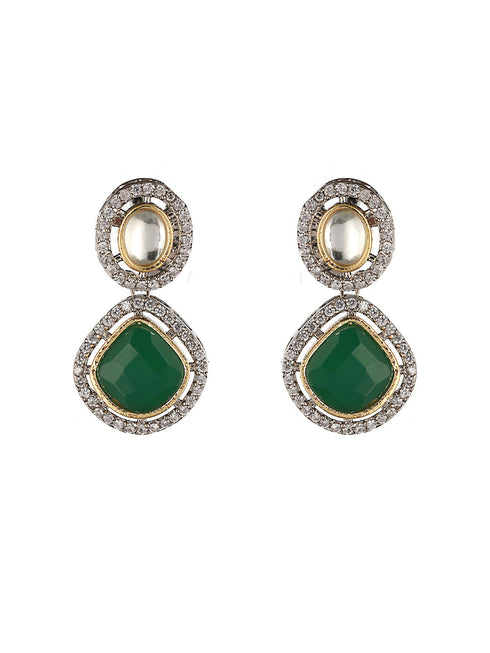 Multi Colored Victorian Dual Tone Stone Studded Jewellery Set