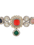 Multi Colored Victorian Dual Tone Stone Studded Jewellery Set