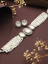 Gold Toned White Moissanite AD Studded Pearl Beaded Statement Choker Jewellery Set