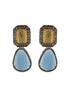 Gold Oxidised Yellow AD Stone Designer Handcrafted Drop Earrings