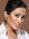 Gold Oxidised Yellow AD Stone Designer Handcrafted Drop Earrings