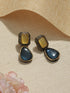 Gold Oxidised Yellow AD Stone Designer Handcrafted Drop Earrings