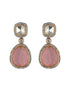 Gold Oxidised Pink Mossanite Handcrafted Drop Earrings