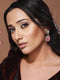 Gold Oxidised Pink Mossanite Handcrafted Drop Earrings