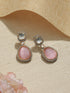 Gold Oxidised Pink Mossanite Handcrafted Drop Earrings
