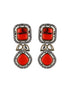 Gold Oxidised Red Ruby Handcrafted Statement Earrings