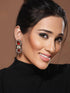 Gold Oxidised Red Ruby Handcrafted Statement Earrings