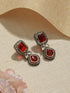 Gold Oxidised Red Ruby Handcrafted Statement Earrings