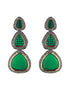 Gold Oxidised Green AD Handcrafted Designer Earrings