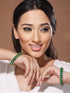 Gold Plated Set of 4 Green Emerald Stone Studded Bangles