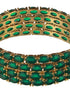 Gold Plated Set of 4 Green Emerald Stone Studded Bangles