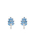White Rhodium Blue AD Studded Minimal Studs Earrings