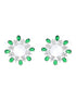 Silver Plated Green CZ Studded Minimal Hoops Earrings