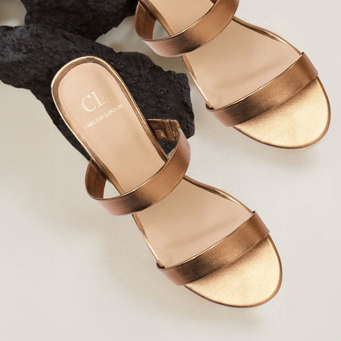 Women's Double Strap Open Toe Block Heel Sandals