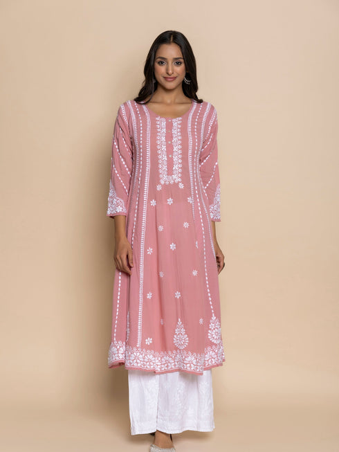 Shivani in Fizaa Pink Modal Chikankari Kurta