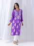 Fizaa Hand Embroidered Chikankari Kurta in Purple