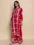 Fizaa chikankari Kurta in Modal cotton with Notch Neck Red
