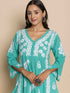 Fizaa Chikankari Kurta in Cotton V Neck Sea Green