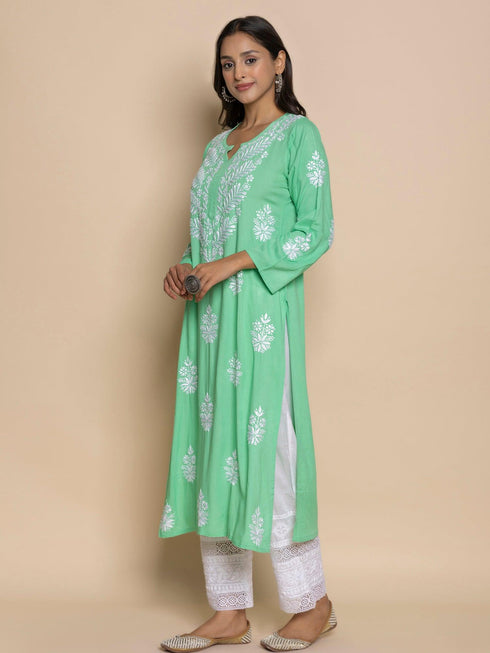 Fizaa chikankari Kurta in Sea Green