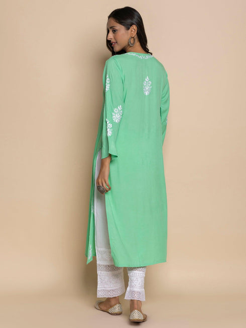 Fizaa chikankari Kurta in Sea Green