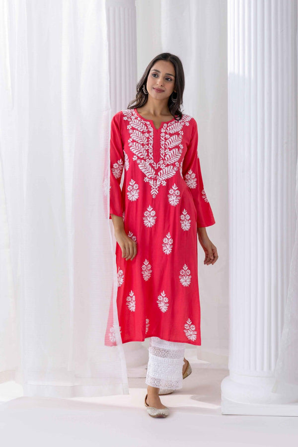 Fizaa chikankari Kurta in Red