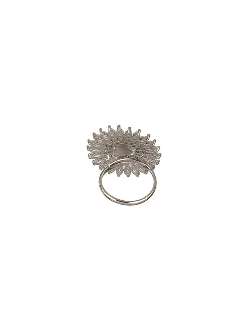 Silver Plated Pearl Studded Minimal Finger Ring