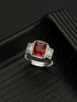 Silver Plated Red AD Studded Minimal Engagement Finger Ring