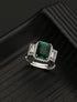 Silver Plated Green AD Embellished minimal Engagement Ring
