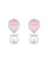 White Rhodium Pearl Beaded Pink AD Studded Luxe Minimal