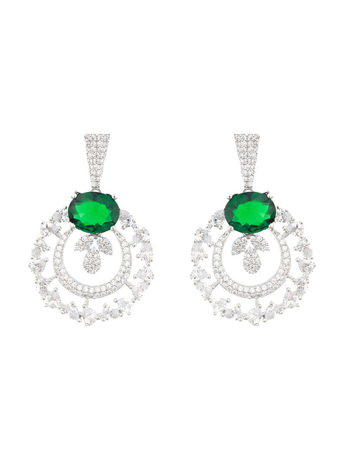 Silver Plated CZ Studded Statement Hoop Earrings