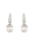 Silver toned Pearl Statement Drop Minimal Drop Earrings