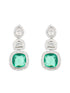 Silver Plated Green AD embellished Statement Dangler Earrings