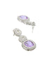 White Rhodium Lavender CZ Studded statement Drop Earrings