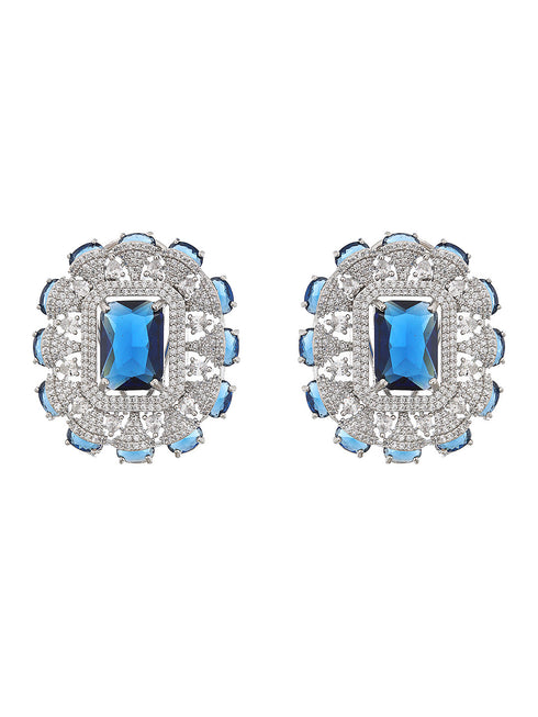 Silver Plated Blue AD Studded Kiara Advani Inspired Choker Jewellery Set