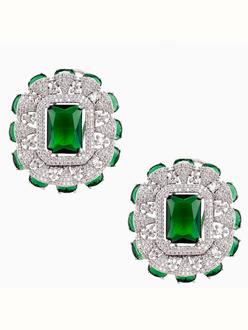 Silver Plated Green AD Studded Kiara Advani Inspired Choker Jewellery Set