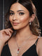 Silver Plated Red CZ Studded Pearl Beaded Minimal Locket jewellery Set