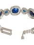 White Rhodium Plated Blue wraparound Tennis Statement Bracelet