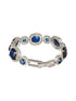 White Rhodium Plated Blue wraparound Tennis Statement Bracelet