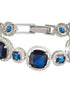 White Rhodium Plated Blue wraparound Tennis Statement Bracelet