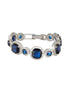 White Rhodium Plated Blue wraparound Tennis Statement Bracelet