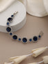 White Rhodium Plated Blue wraparound Tennis Statement Bracelet