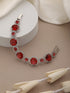 Rhodium Plated Red Zircon Studded tennis Wraparound Bracelet
