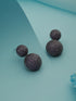 Rhodium Plated Purple Amethyst Studded Circular Drop earrings